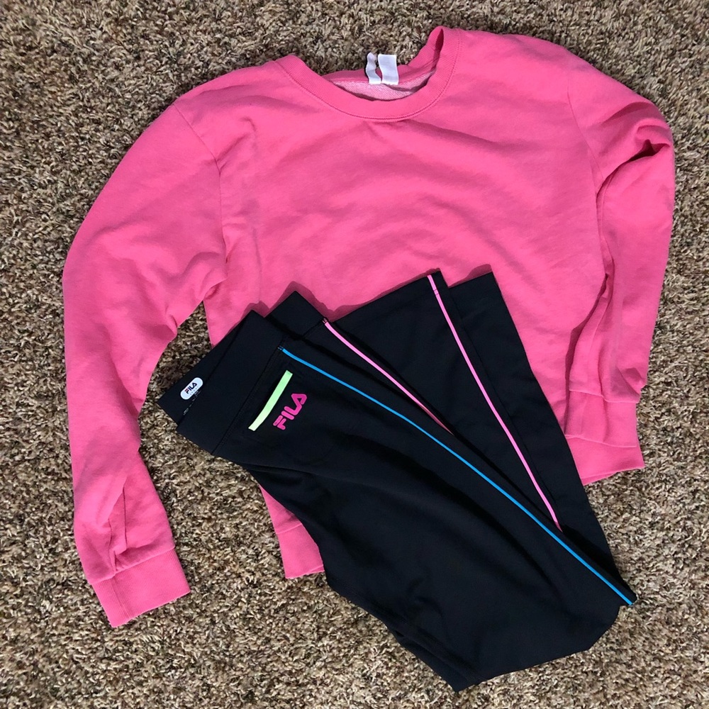 Fila pants girls size XL(16), H&M sweatshirt-S